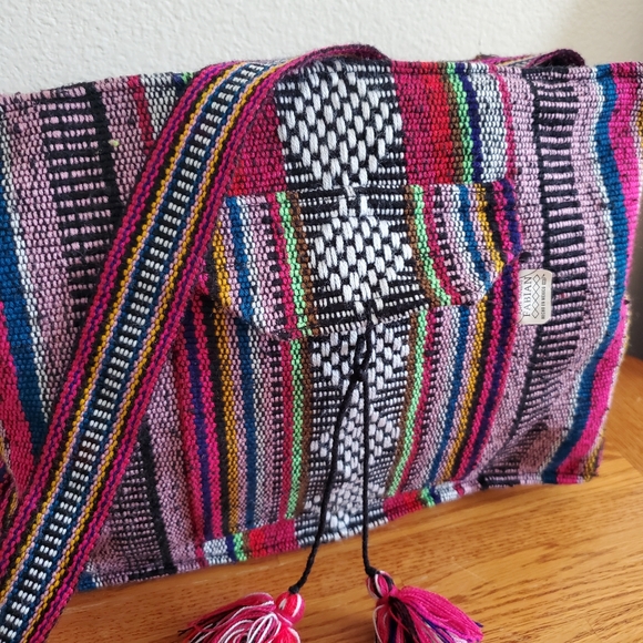 Handcrafted Colorful Striped Boho Women's Shoulder Bag - Picture 2 of 15